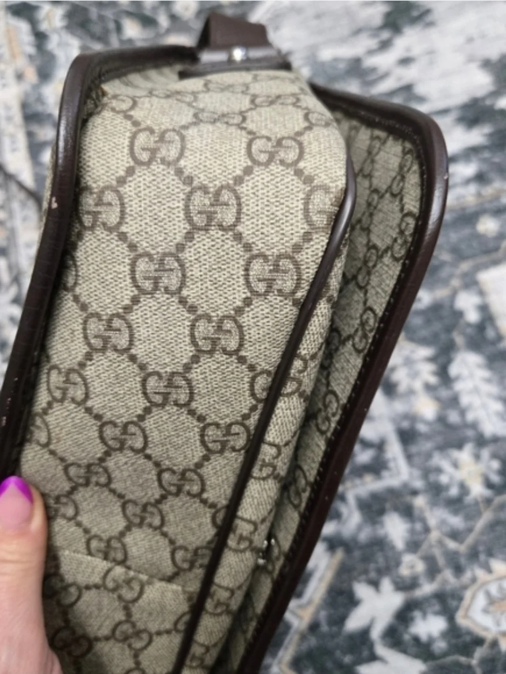 Gucci Brown Monogram Canvas Messenger Bag with Sherryline